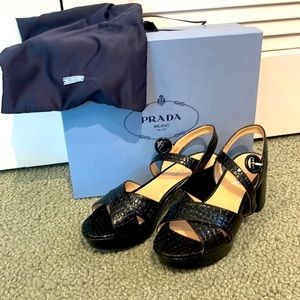 NIB Prada Croc Embossed Platform Sandal